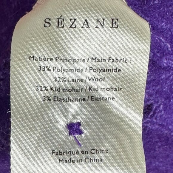 Sezane Marlow Knit Sweater Purple Size XS French Wool Kid Mohair Button V-Neck - Picture 7 of 13